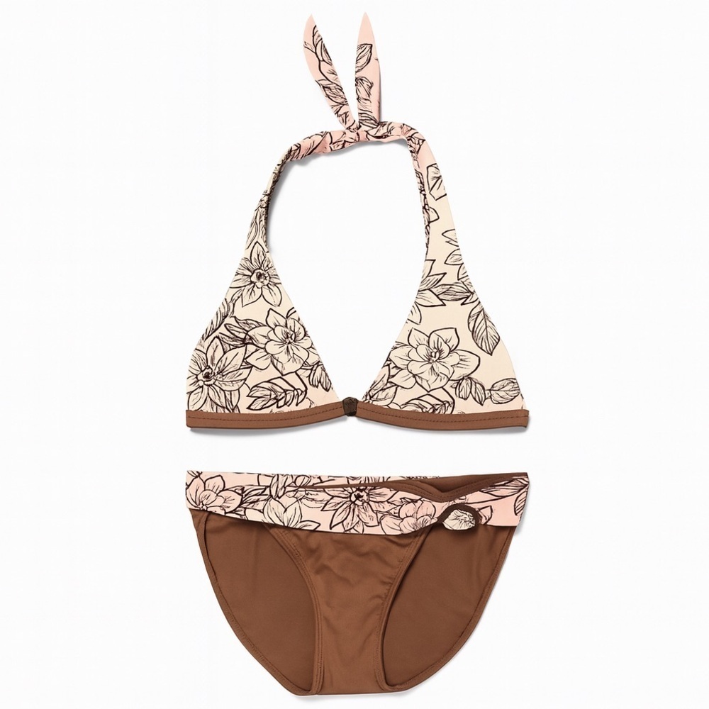 Baltex Floral Halter Bikini Top and Bottoms
